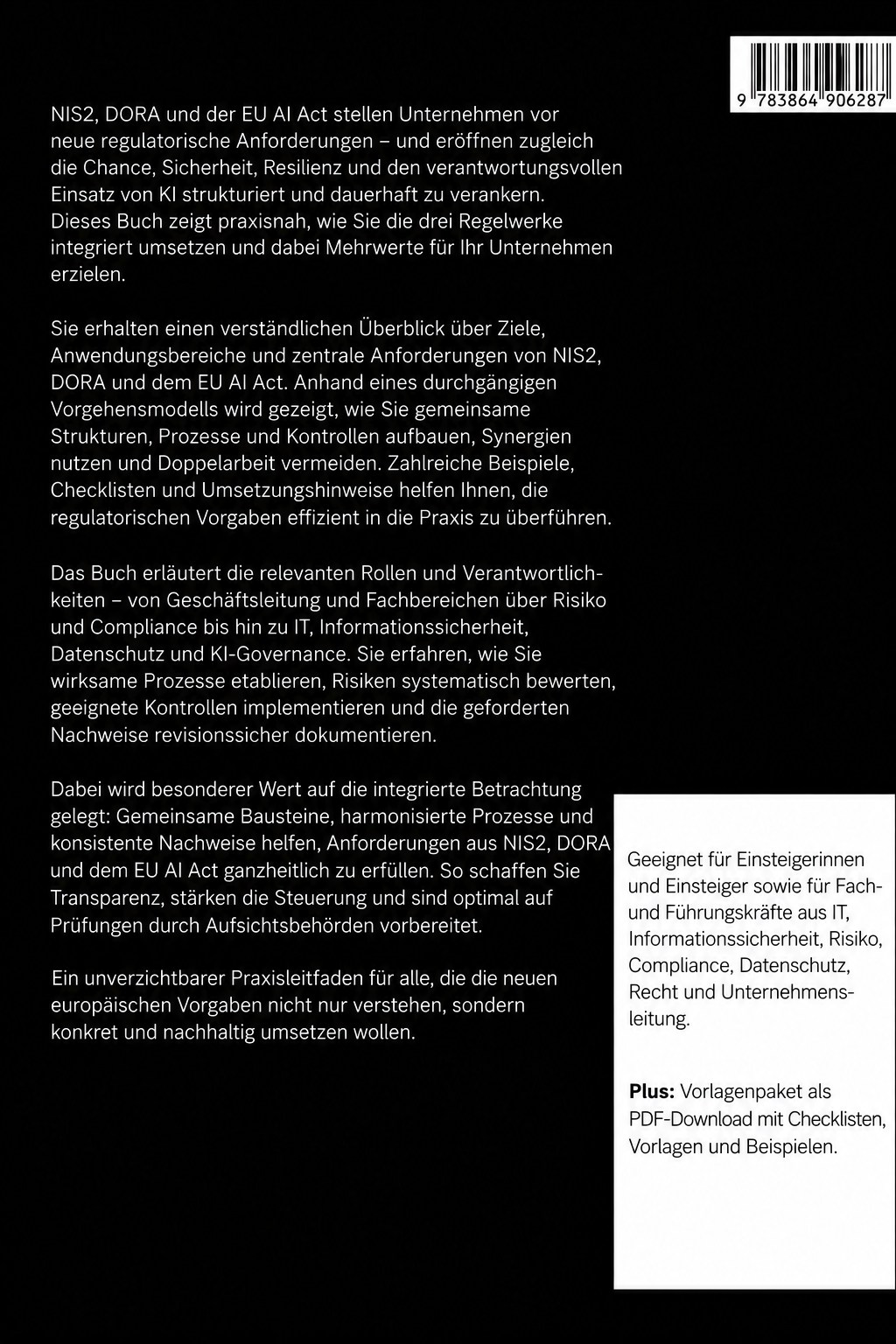 Rückseite NIS2, DORA und AI-Act in der Praxis